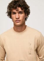 hombres camiseta de manga larga de algodón Pepe Jeans 44JTZ913 piedra - Imagen 3