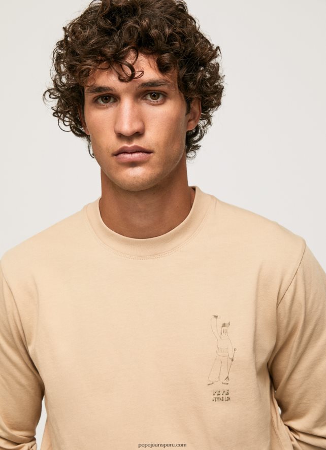 hombres camiseta de manga larga de algodón Pepe Jeans 44JTZ913 piedra - Imagen 3