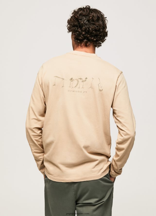 hombres camiseta de manga larga de algodón Pepe Jeans 44JTZ913 piedra - Imagen 4