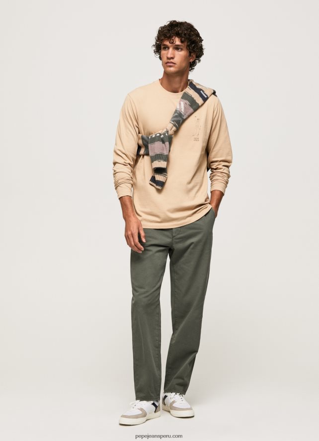 hombres camiseta de manga larga de algodón Pepe Jeans 44JTZ913 piedra - Imagen 1