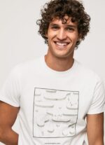 hombres camiseta estampada de algodón Pepe Jeans 44JTZ940 blanco - Imagen 3