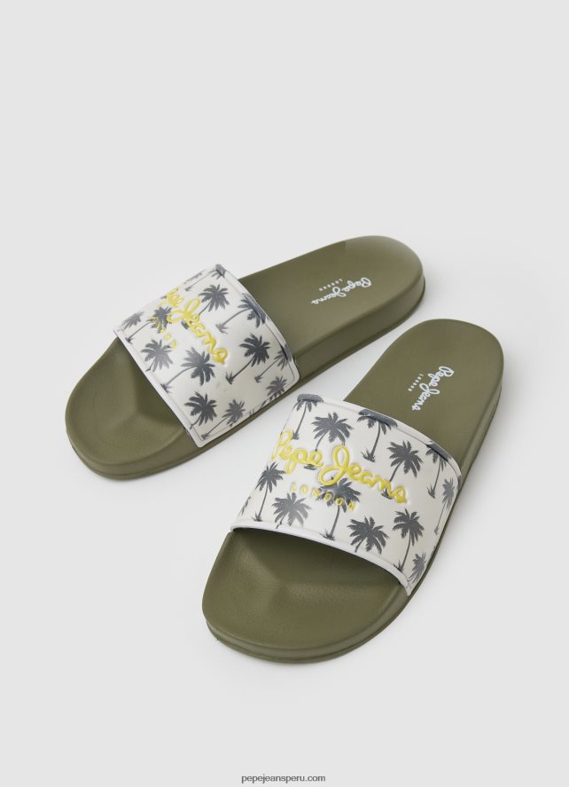 hombres chanclas de playa con estampado de deslizadores Pepe Jeans 44JTZ1282 verde caqui - Imagen 3