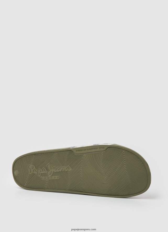 hombres chanclas de playa con estampado de deslizadores Pepe Jeans 44JTZ1282 verde caqui - Imagen 5
