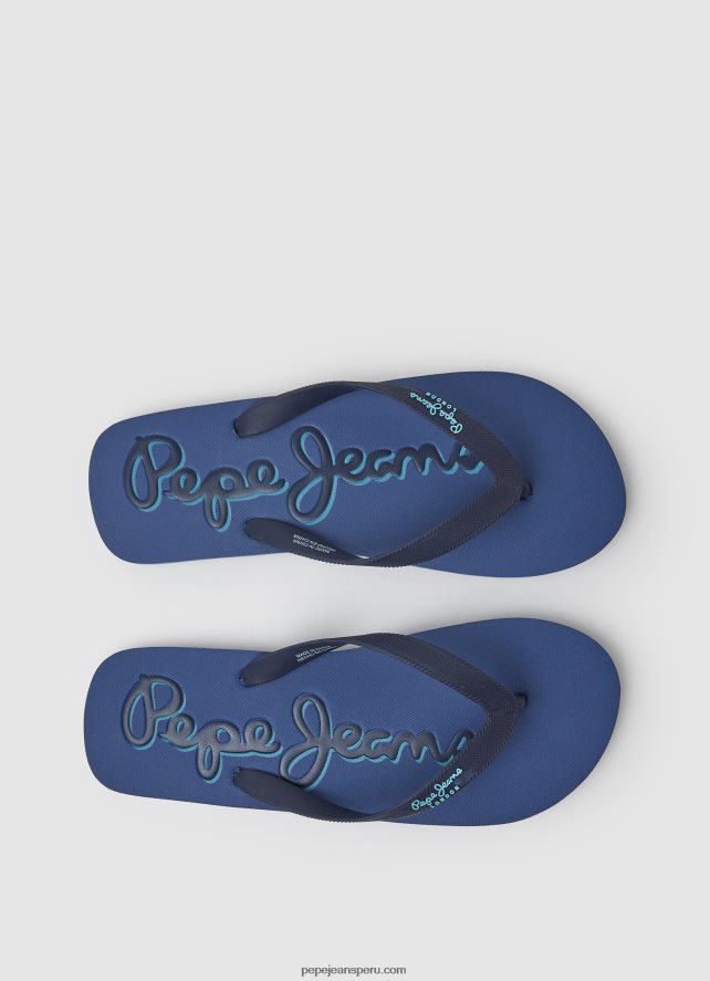 hombres chanclas de playa con logo de bay beach Pepe Jeans 44JTZ1277 Denim oscuro - Imagen 2