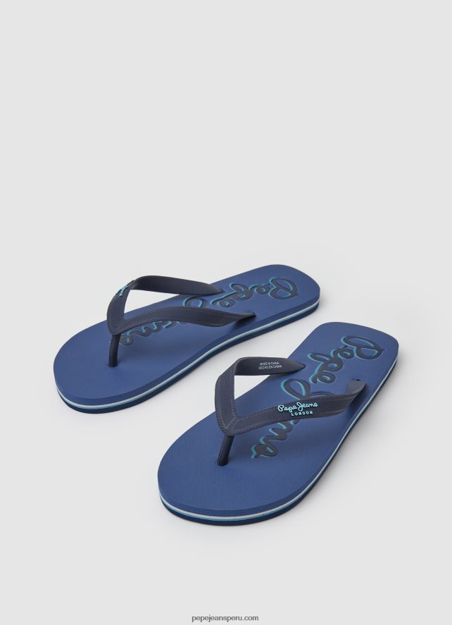 hombres chanclas de playa con logo de bay beach Pepe Jeans 44JTZ1277 Denim oscuro - Imagen 3