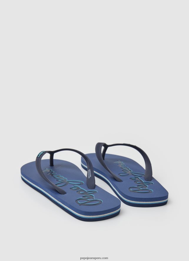 hombres chanclas de playa con logo de bay beach Pepe Jeans 44JTZ1277 Denim oscuro - Imagen 4