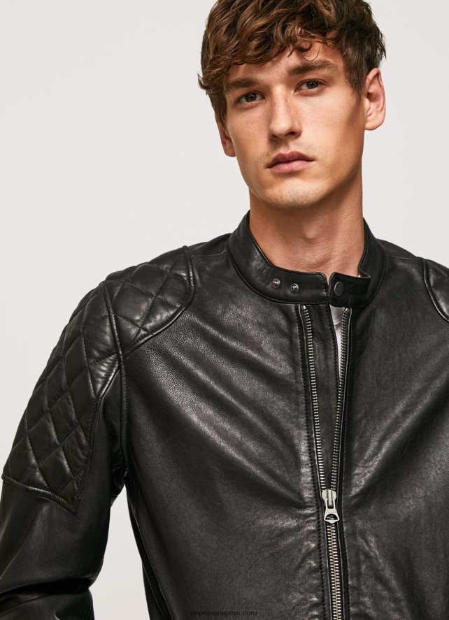 hombres chaqueta biker de piel de cordero Pepe Jeans 44JTZ835 negro - Imagen 3