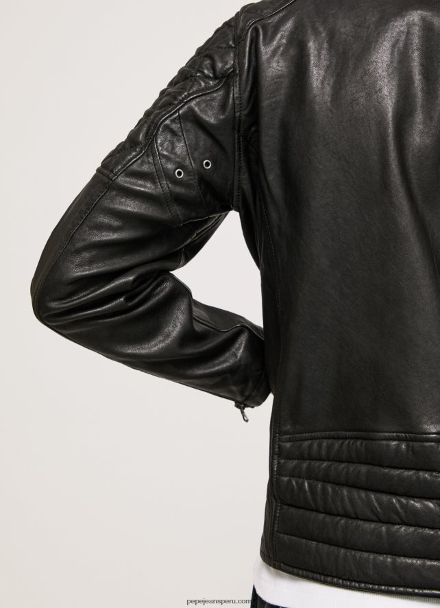 hombres chaqueta biker de piel de cordero Pepe Jeans 44JTZ835 negro - Imagen 4