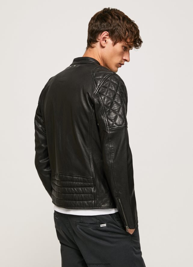 hombres chaqueta biker de piel de cordero Pepe Jeans 44JTZ835 negro - Imagen 5