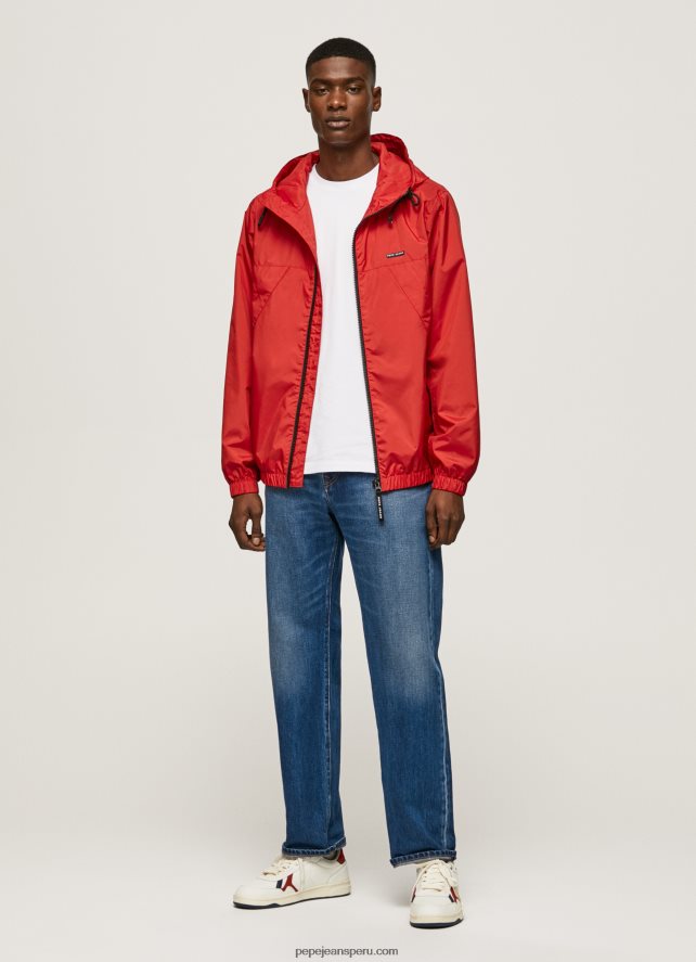 hombres chaqueta cortavientos con capucha Pepe Jeans 44JTZ824 estudio rojo - Imagen 2
