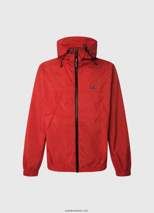hombres chaqueta cortavientos con capucha Pepe Jeans 44JTZ824 estudio rojo - Imagen 5