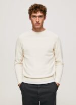 hombres jersey de algodón con cuello redondo Pepe Jeans 44JTZ865 Marfil