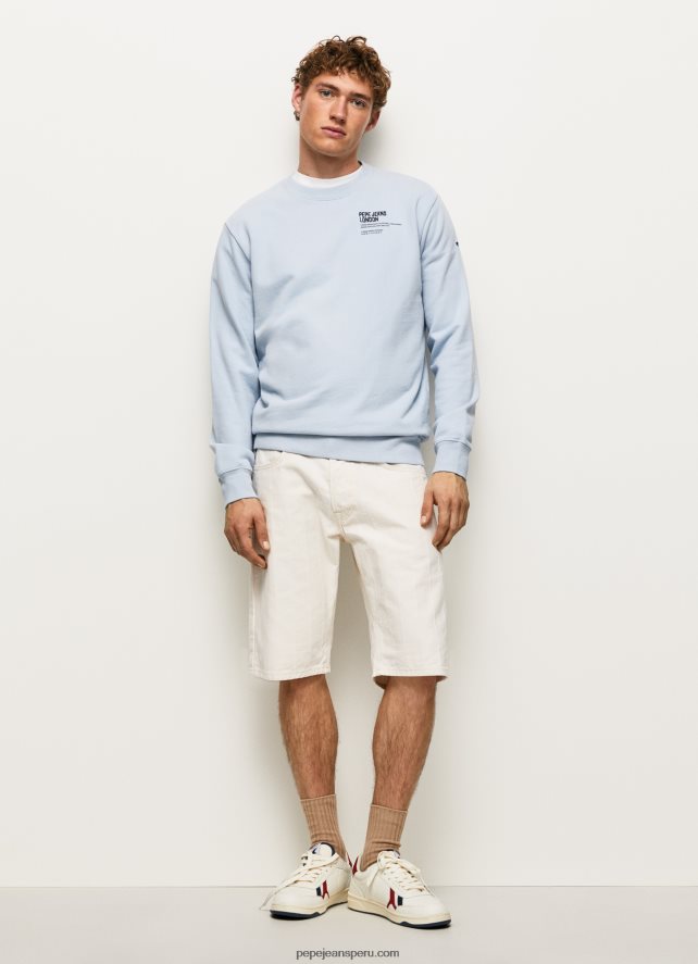 hombres jersey de algodón con cuello redondo Pepe Jeans 44JTZ869 blanqueador azul - Imagen 2