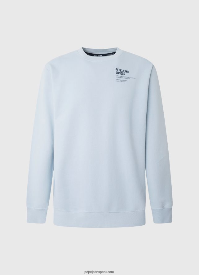 hombres jersey de algodón con cuello redondo Pepe Jeans 44JTZ869 blanqueador azul - Imagen 5