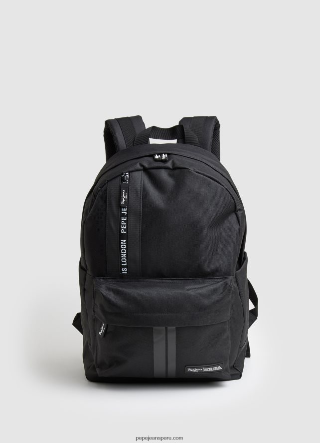 hombres mochila de tela con detalles de líneas Pepe Jeans 44JTZ1294 negro - Imagen 1