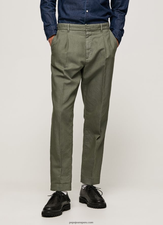 hombres pantalones chinos de corte holgado con flechas Pepe Jeans 44JTZ1108 fundición - Imagen 3
