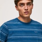 hombres playera con estampado de rayas Pepe Jeans 44JTZ966 índigo