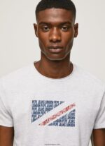 hombres playera con estampado jaspeado del logo Pepe Jeans 44JTZ987 blanco - Imagen 3