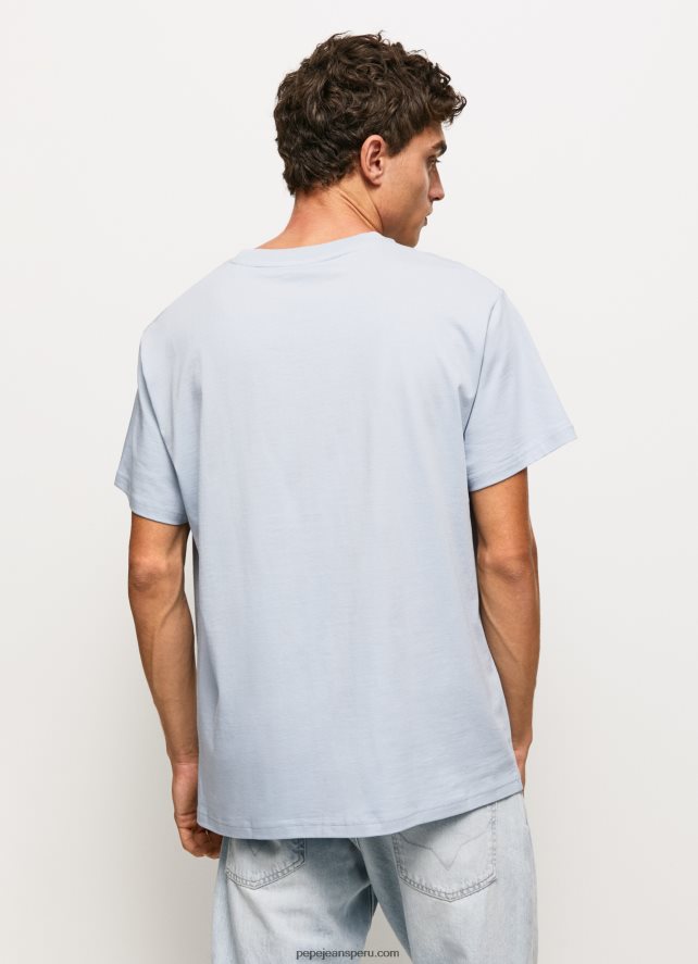 hombres playera con logo 1973 Pepe Jeans 44JTZ924 blanqueador azul - Imagen 4
