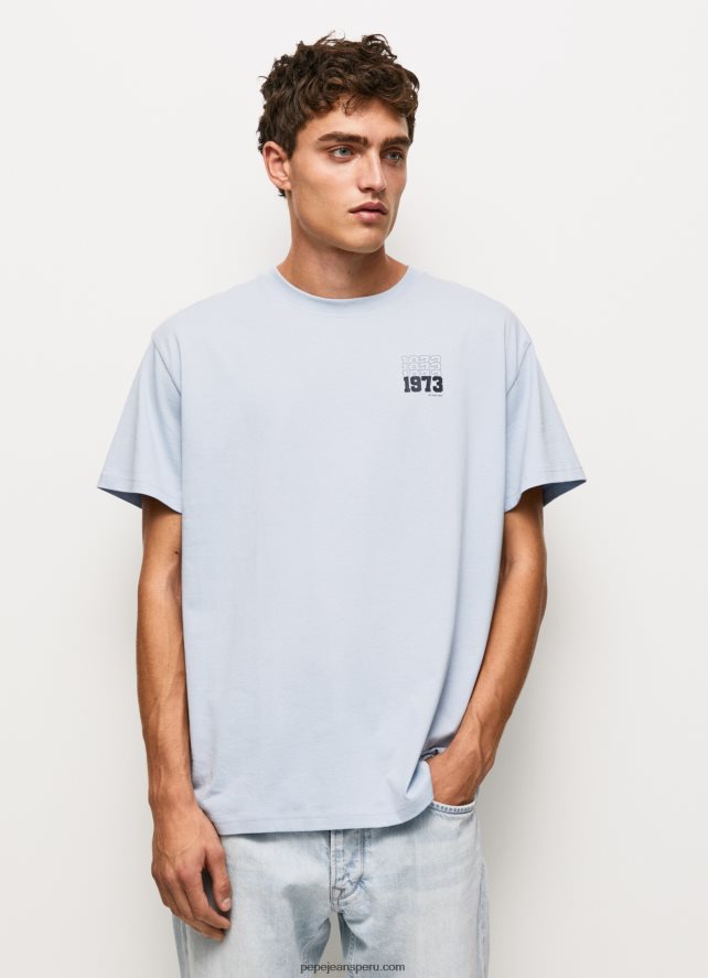 hombres playera con logo 1973 Pepe Jeans 44JTZ924 blanqueador azul - Imagen 1
