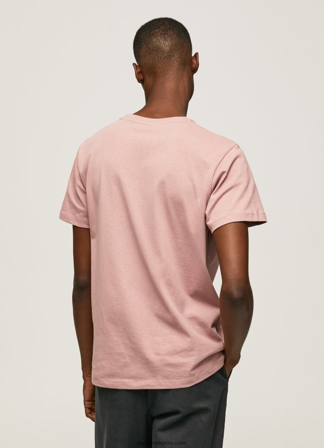 hombres playera con logo bordado Pepe Jeans 44JTZ926 lejía rosa - Imagen 5