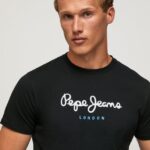 hombres playera con logo estampado Pepe Jeans 44JTZ1000 negro