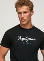 hombres playera con logo estampado Pepe Jeans 44JTZ1000 negro