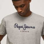 hombres playera con logo estampado Pepe Jeans 44JTZ1001 gris marga