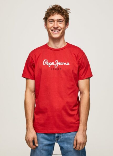 hombres playera con logo estampado Pepe Jeans 44JTZ1016 estudio rojo