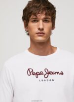 hombres playera con logo estampado Pepe Jeans 44JTZ1018 blanco