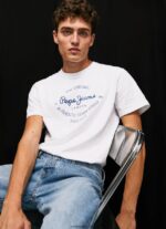 hombres playera con logo estampado Pepe Jeans 44JTZ921 blanco
