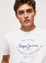 hombres playera con logo estampado Pepe Jeans 44JTZ921 blanco - Imagen 4