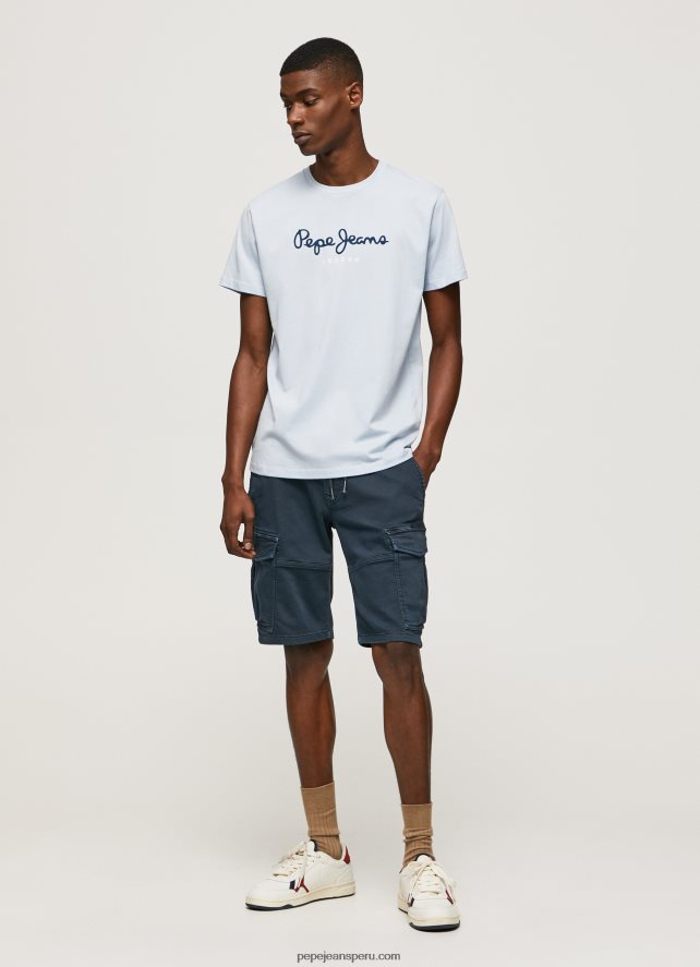 hombres playera con logo estampado Pepe Jeans 44JTZ933 blanqueador azul - Imagen 2