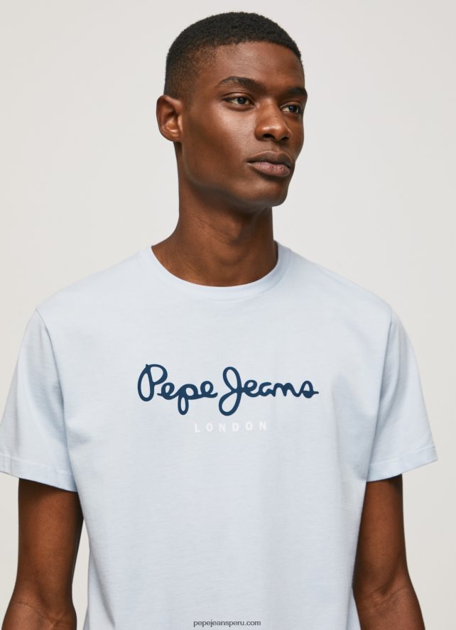 hombres playera con logo estampado Pepe Jeans 44JTZ933 blanqueador azul - Imagen 3