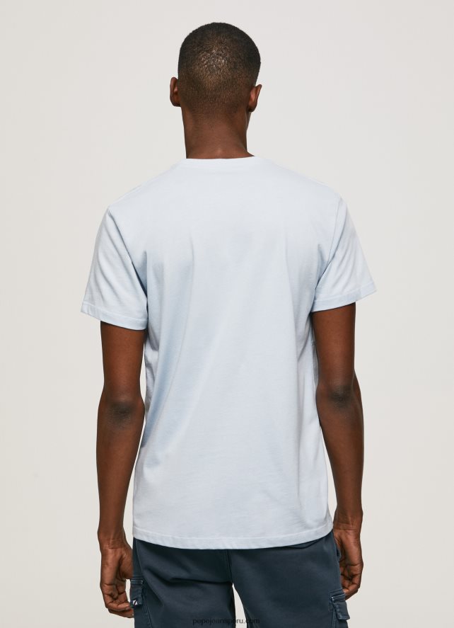 hombres playera con logo estampado Pepe Jeans 44JTZ933 blanqueador azul - Imagen 4