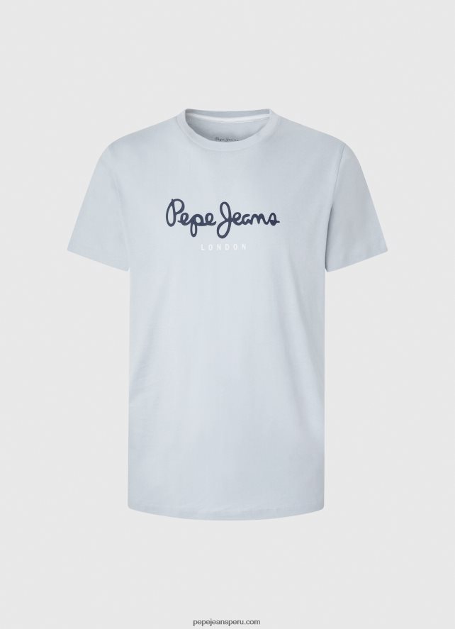 hombres playera con logo estampado Pepe Jeans 44JTZ933 blanqueador azul - Imagen 5