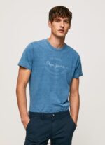 hombres playera con logo estampado Pepe Jeans 44JTZ967 azul claro - Imagen 3