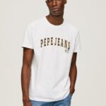 hombres playera con logo estampado Pepe Jeans 44JTZ970 blanco