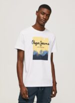 hombres playera con logo estampado Pepe Jeans 44JTZ974 blanco - Imagen 3