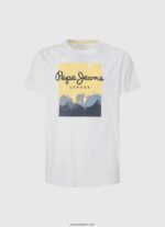 hombres playera con logo estampado Pepe Jeans 44JTZ974 blanco - Imagen 5