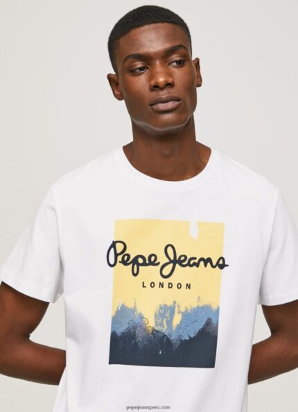hombres playera con logo estampado Pepe Jeans 44JTZ974 blanco