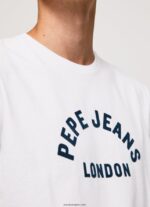 hombres playera con logo estampado Pepe Jeans 44JTZ982 blanco - Imagen 3