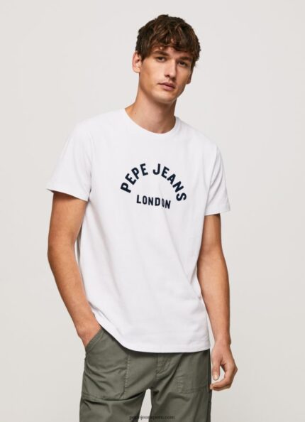 hombres playera con logo estampado Pepe Jeans 44JTZ982 blanco