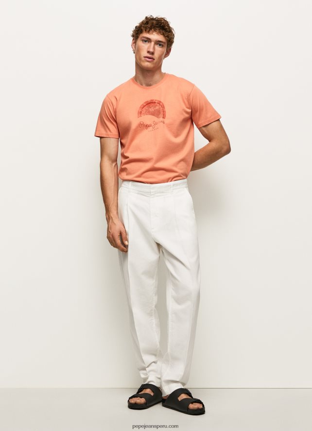 hombres playera con logo y efecto desgastado Pepe Jeans 44JTZ964 calabaza naranja - Imagen 2