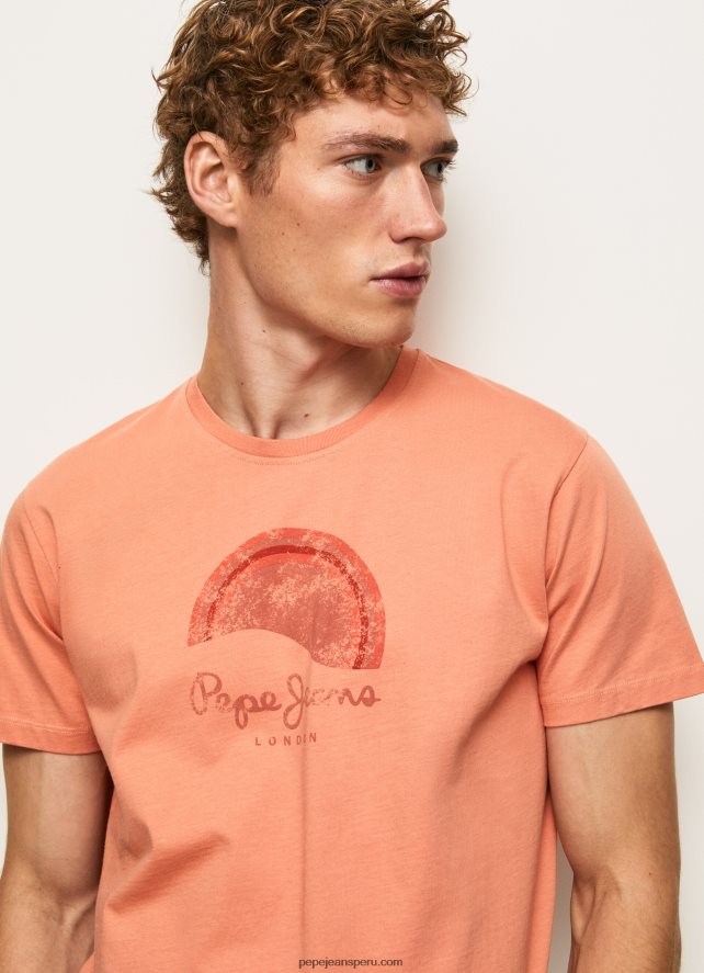 hombres playera con logo y efecto desgastado Pepe Jeans 44JTZ964 calabaza naranja - Imagen 1