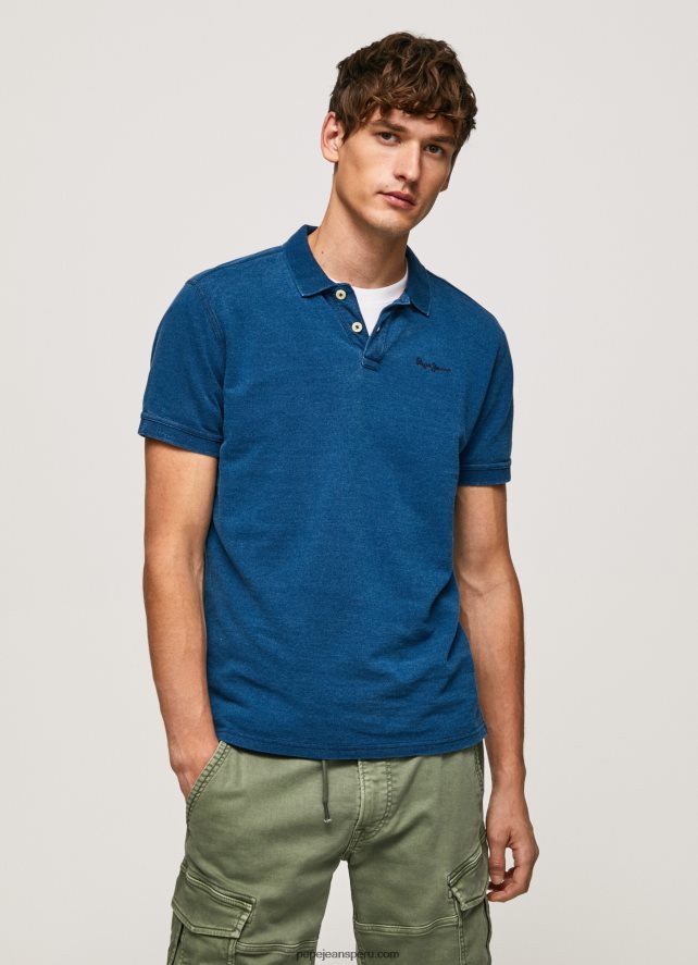 hombres playera tipo polo con efecto desgastado Pepe Jeans 44JTZ1079 índigo - Imagen 1