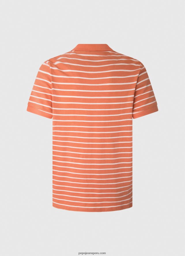 hombres playera tipo polo con estampado de rayas Pepe Jeans 44JTZ1091 calabaza naranja - Imagen 2