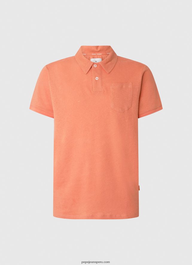 hombres playera tipo polo con estampado de rayas Pepe Jeans 44JTZ1091 calabaza naranja - Imagen 4