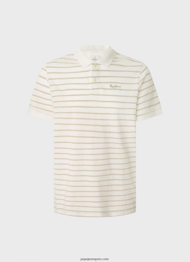 hombres playera tipo polo con estampado de rayas Pepe Jeans 44JTZ1092 blanquecino - Imagen 5