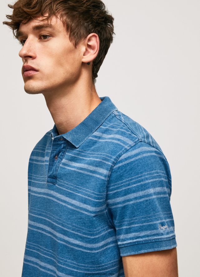 hombres polo de algodón estampado a rayas Pepe Jeans 44JTZ1083 índigo - Imagen 3